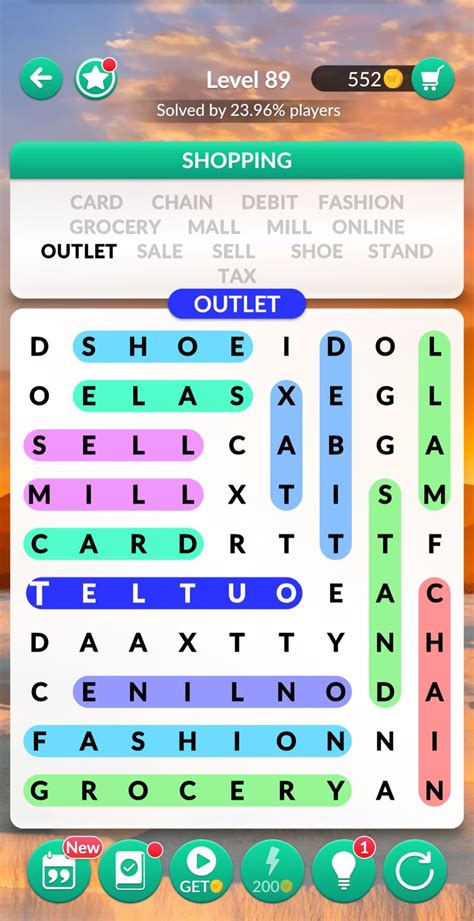 Word Search Explorer Level 89 Shopping Answers