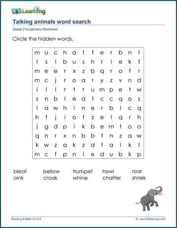 Word Search For Grade 2 K5 Learning