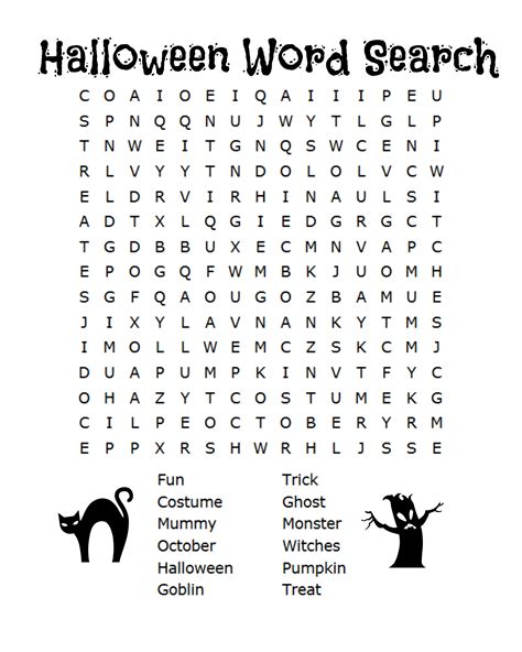 Word Search For Halloween Printables