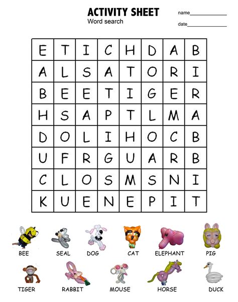 Word Search For Kids Printable