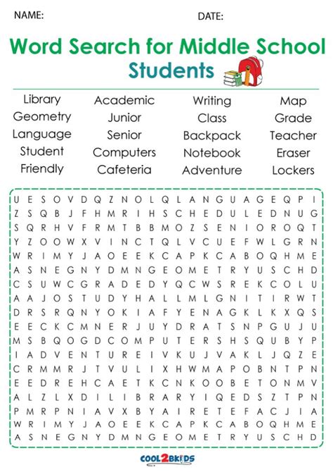 Word Search For Middle Schoolers Printable Free