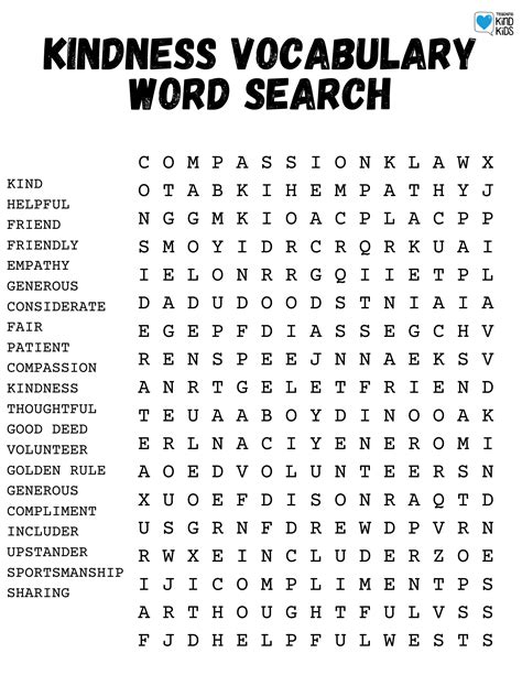 Word Search Printable Kindness Word Search Printable