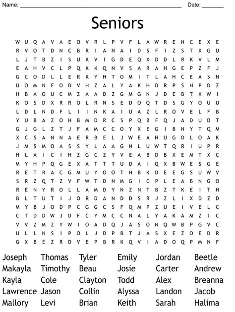 Word Search Printable Puzzles For Seniors