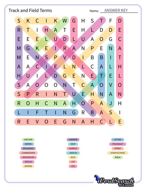 Word Search Puzzle - Track and Field Terms