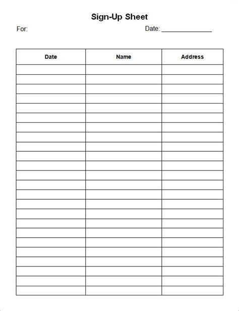 Word Sign Up Sheet Free Sample, Example & Format Templates Free