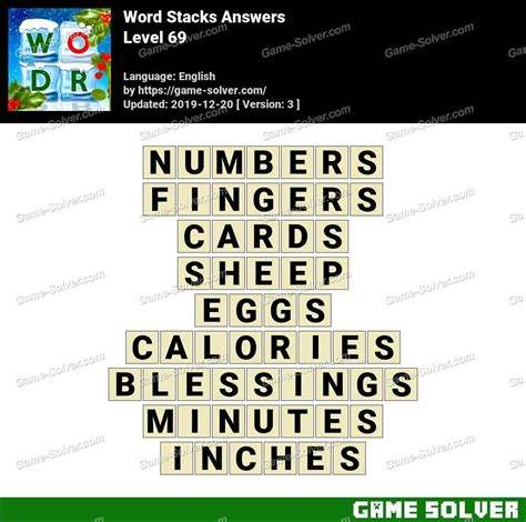Word Stacks Level 69 Answers Game Solver