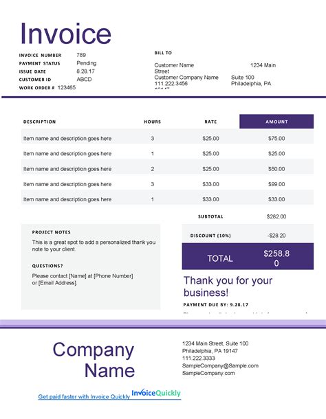 Word Template Invoice Download