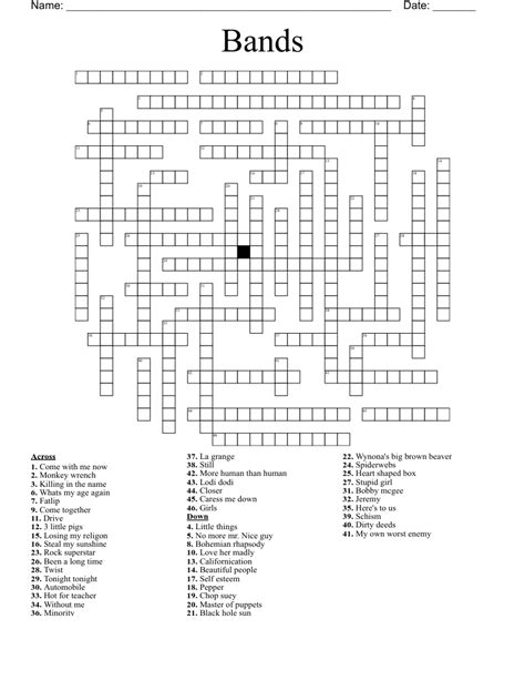 Word in many concert album names crossword. Sep 1, 2019 · Find the latest crossword clues from New York Times Crosswords, LA Times Crosswords and many more. Enter Given Clue. Number of Letters (Optional) ... Word in many Florida city names 2% 9 SCOOTOVER: Russell ___ (big brand in chocolates) 2% 4 LIVE: Word in many concert album names 2% 5 ACRES: Word … 