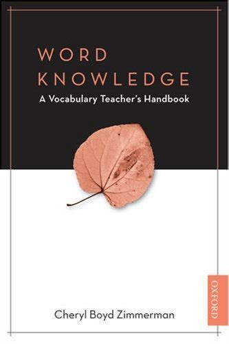 Word knowledge a vocabulary teachers handbook. - Window cleaning business start up guide by mark allen.