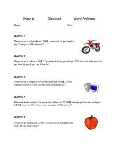 Word problems involving discount - Mathinenglish.com