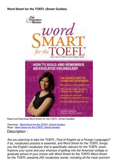 Word smart for the toefl smart guides. - By marc ostrofsky get rich click the ultimate guide to making money on the internet paperback.