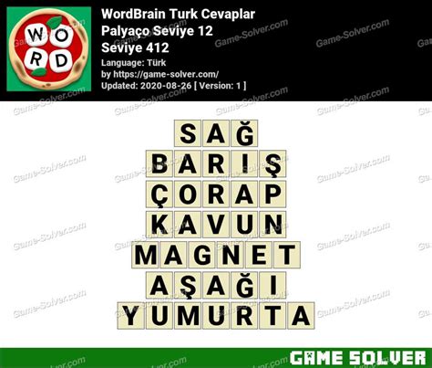 WordBrain Canavar Seviye 12 Cevaplar Game Solver.