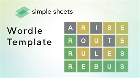 Wordle Game Template for Excel Simple Sheets
