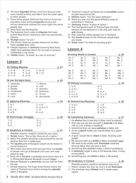 This answer key is designed to be used with the Wordly Wise 3000, Book 6, 4th Edition student book (not-included and sold-separately). Answers for each lesson are included.Please note that these answers are already included in the 'Teacher's Resource Guide' (also sold-separately). 21 pages, booklet. Please note that this item is available …. 