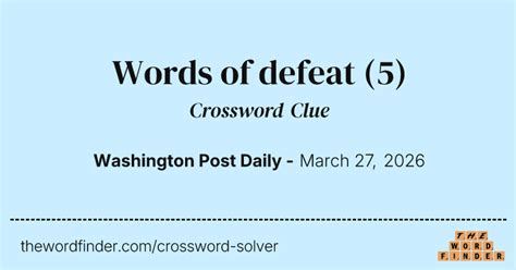 Words Of Defeat Crossword