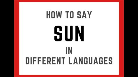 Words Related To Sun In Other Languages