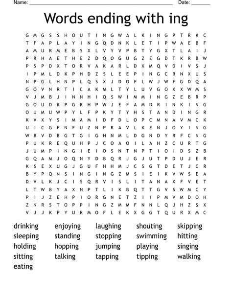 Words ending with ing Word Search WordMint