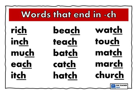 Words that Begin and End in CH Fun Teacher Files