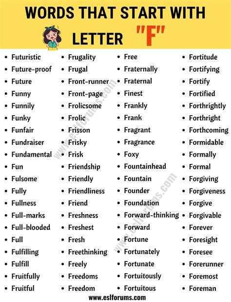 Words that Start with F List of 230+ F Words in English with ESL