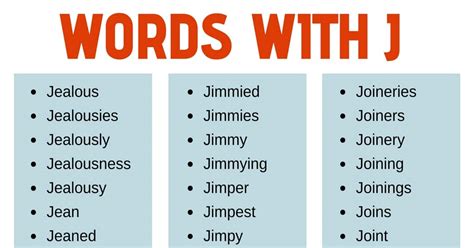 Words that Start with J List of 125+ J Words with Useful Examples My