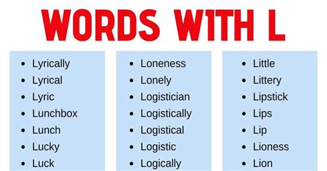 Words that Start with L List of 180 L Words with Useful Examples My