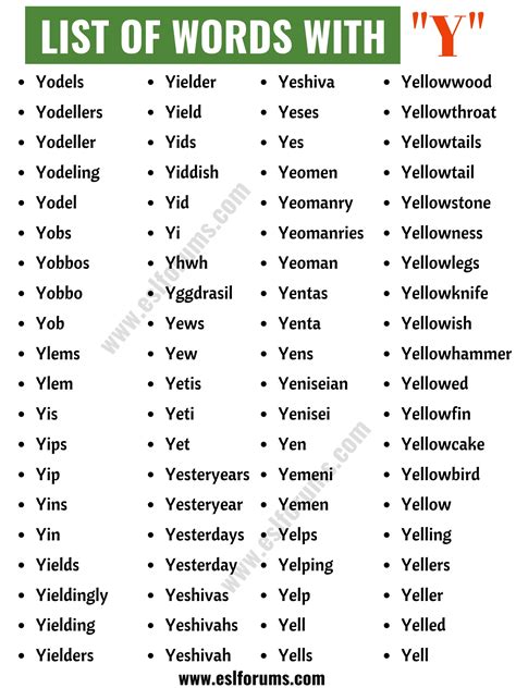 Words that Start with Y List of 200+ Y Words to Add to Your
