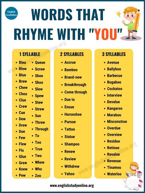 Words that rhyme with you. Things To Know About Words that rhyme with you. 