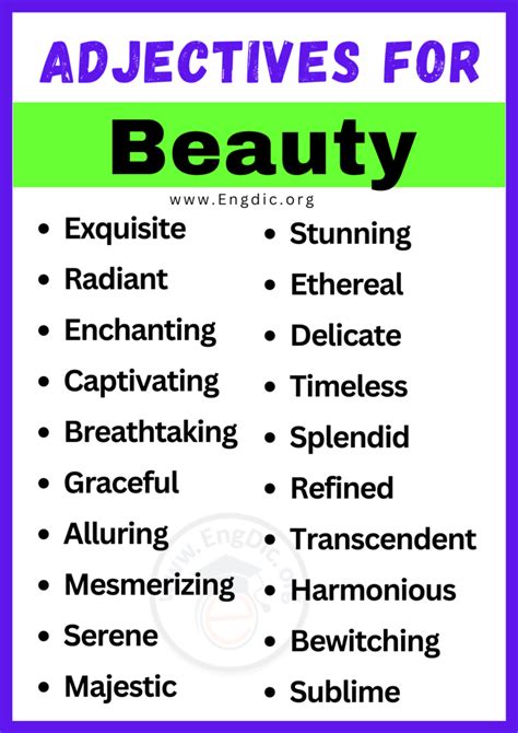 Words to describe beautiful skin.  One important aspect of character descript...