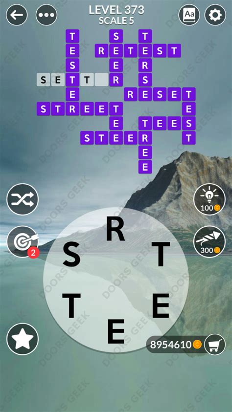 Wordscapes 373. Looking for the solution to Wordscapes level 373 (RSTEET)? Find the answers, bonus words and definitions here. Text Utils. Wordscapes - Level 373 Solution. Below is the answer for level 373 in the Wordscapes game. This … 