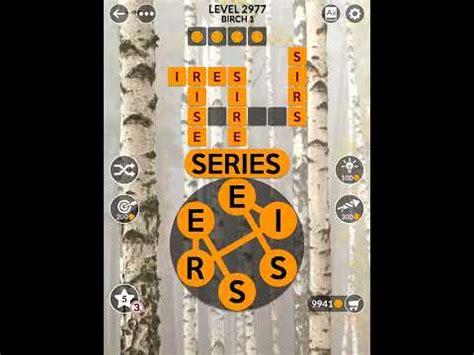 Wordscapes level 2977. 6 Words in Birch Level 2977. ires. rise. sees. series. sire. sirs. The Answers for Wordscapes Level 2977 from the Birch pack and Fall group are: ires, rise, sees, series, sire, and sirs. Solutions for Level 2977, Birch. 