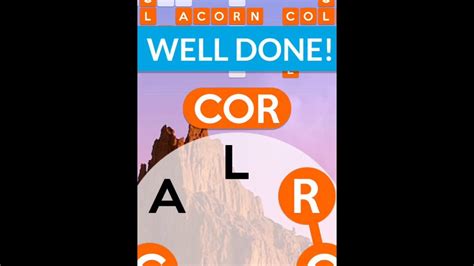 Wordscapes level 135 is in the Cliff group, Canyon pack of