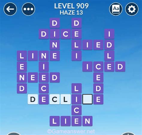 The Answers for Wordscapes Level 910 from the Haze pack and Field g