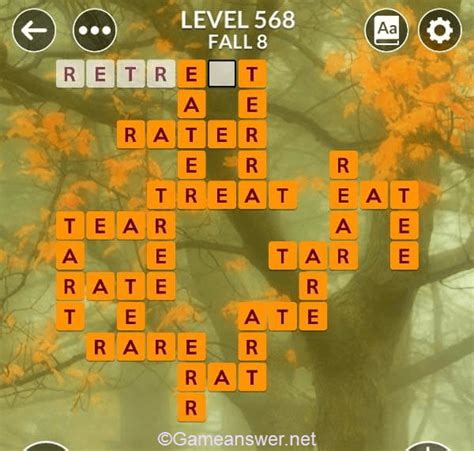 Wordscapes puzzle 568. Wordscapes level 2268 is in the Leaf group, Woods pack of levels. The letters you can use on this level are 'GNALSO'. These letters can be used to make 18 answers and 14 bonus words. This makes Wordscapes level 2268 a hard challenge in the later levels for most users! All Wordscapes answers for Level 2268 Leaf including also, gals, goal, and more! 