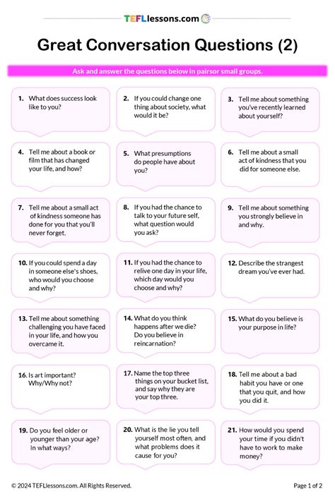 Wordwall conversation b1. .  This activity features 21 great conversation questions...