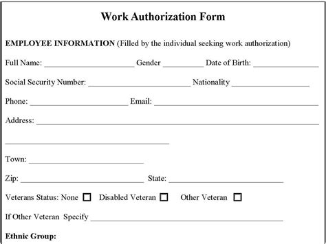 Work Authorization Form Pdf Fill Out and Sign Printable PDF Template