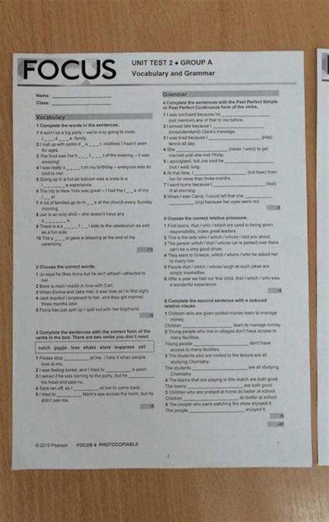Work Book Of Exercises To Improve Vocabulary With Answers