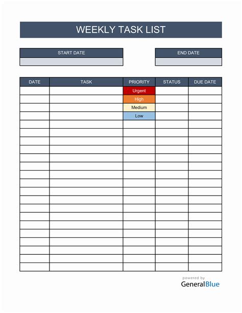 Work Checklist Template Excel