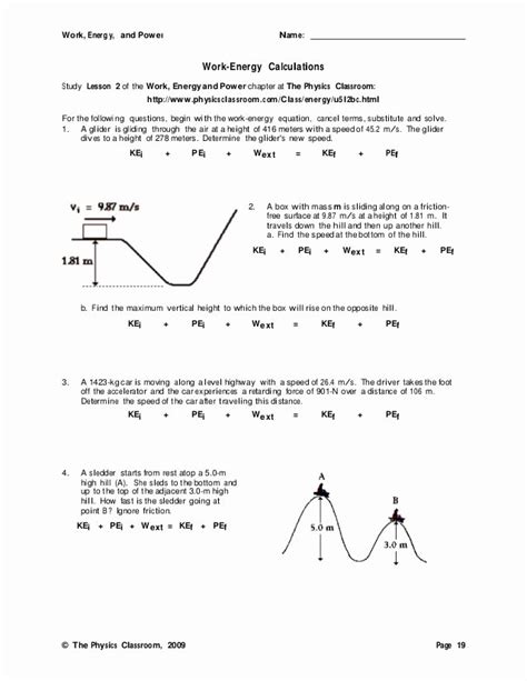 Work Energy And Power Worksheet Answer Key Together With 36 Awesome