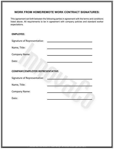 Work From Home Contract Template Remote Work Contract Etsy UK