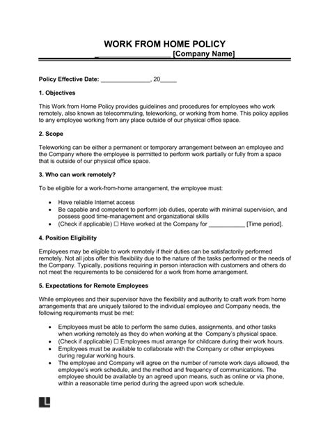Work From Home Policy PDF