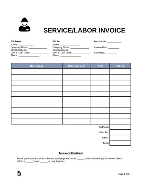 Work Invoice Template Free invoice example