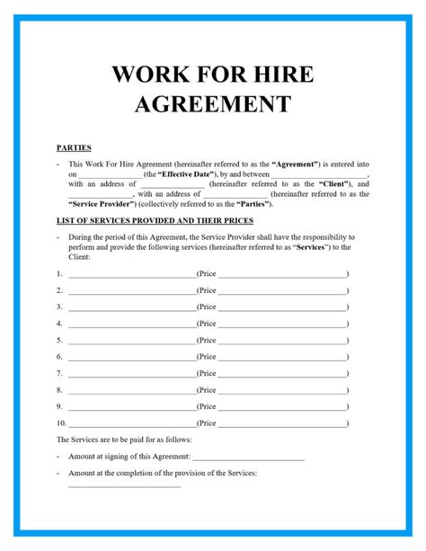 Work Made For Hire Contract Template