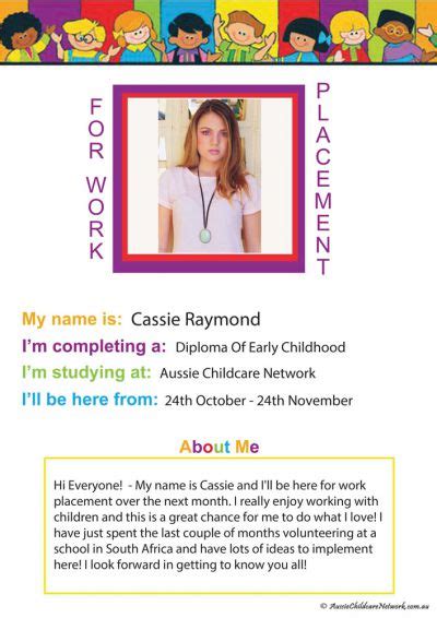 Work Placement Poster For Students - Aussie Childcare Network