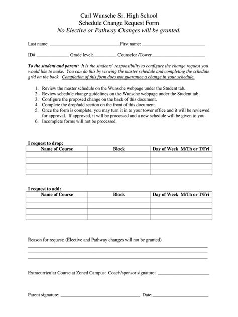 Work Schedule Change Request Form Template Fill Out and Sign