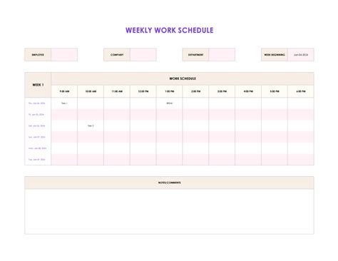 Work Schedule Template