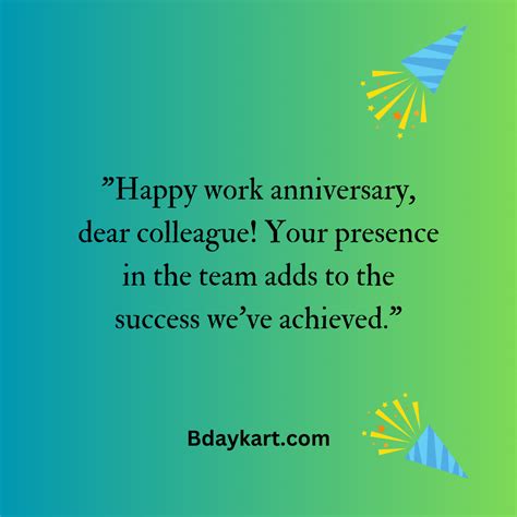 Work anniversary message to colleague. .  ...