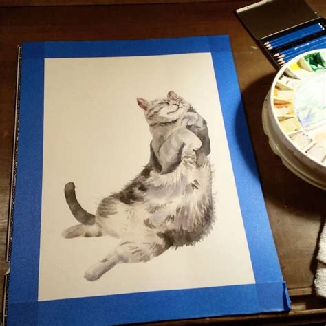 Work in progress of my floating cat. watercolor workinprogress 