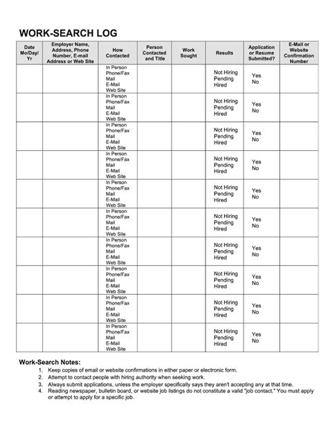 WorkSearch Log Fill and Sign Printable Template Online US Legal Forms