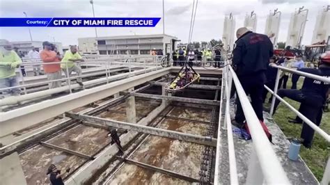 Worker hospitalized after falling off scaffolding inside Miami water tank