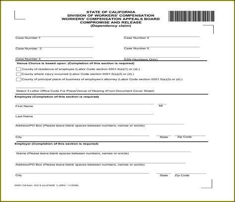 Workers Comp Forms California Form Resume Examples 3q9J17g2Ar